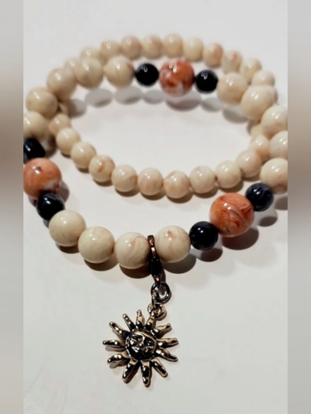 Beaded Sun Charm Beaded Bracelet Set Brand New